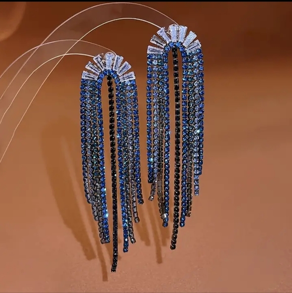 925 Silver Needle - Zircon Tassel Earrings - Picture 2 of 5